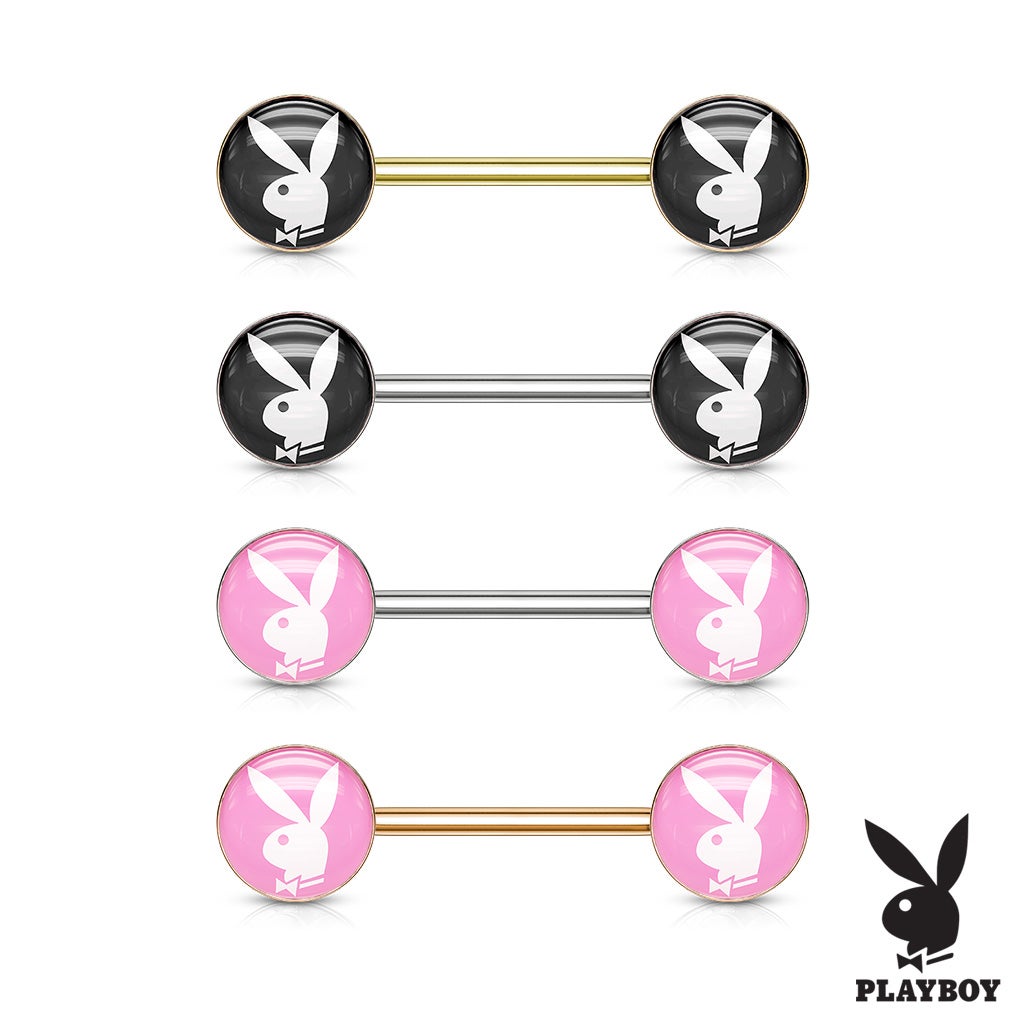 33702031 Playboy Bunny Inlaid 316L Surgical Steel Barbell Nipple
